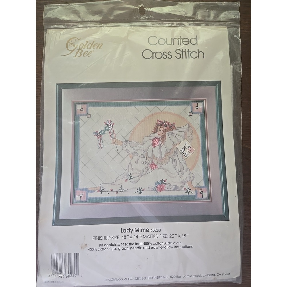 Golden Bee Counted Cross Stitch Kit Lady Mime 60280 18" X 14" New Sealed